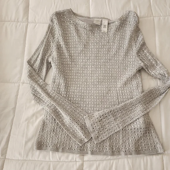 C - Emma and James Beautiful Crochet Sweaters with Sequins Neckline Sz L - Picture 1 of 4